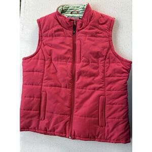 Vineyard Vines Women Puffer Vest Zip XL Coral Mock Neck Full Zip Sleeveless
